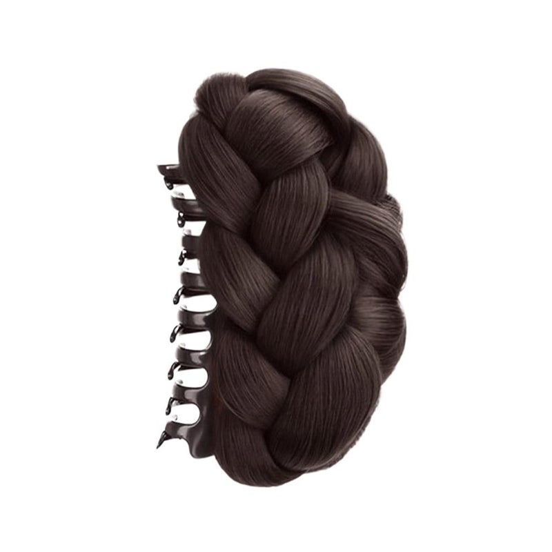 Braided bun wig for women, realistic hair, bun hair accessory, fluffy and textured hair clip, high-end wig bag.